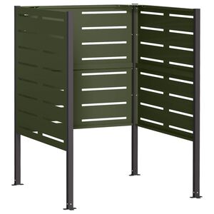 vidaXL Ecran pentru coș de gunoi 85 x 85 x 113 cm Oțel Verde măsliniu