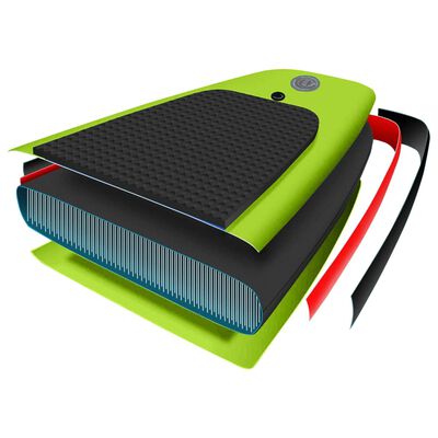 vidaXL Set placă paddleboarding gonflabilă, verde, 300x76x10 cm
