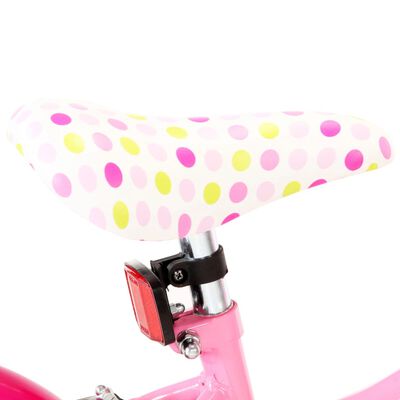 vidaXL Bicicletă pentru copii, alb și roz, 12 inci