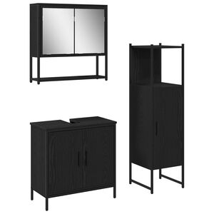 vidaXL Set de mobilier pentru baie 3 buc. Negru 33 x 33 x 113,5 cm
