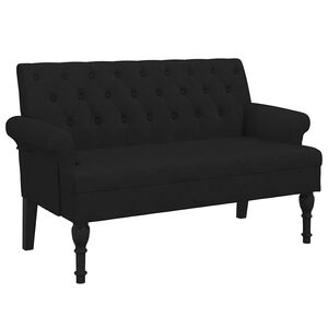 vidaXL Bancă cu spătar negru 120x62x75,5 cm, material textil