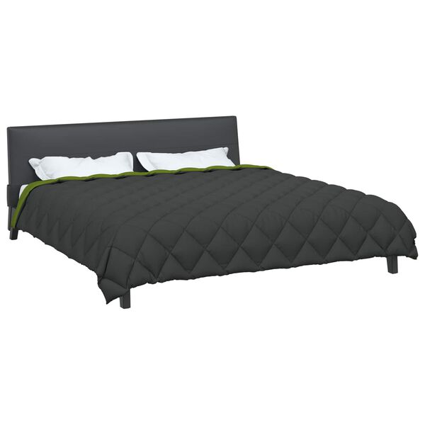vidaXL Duvet de iarnă Verde și Antracit 240 x 200 cm Microfibră