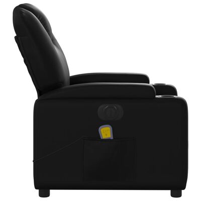 vidaXL Fotoliu electric de masaj rabatabil, negru, piele ecologică