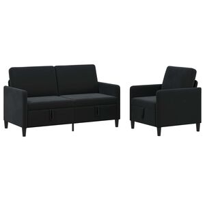 vidaXL Set de canapea cu spațiu de depozitare 2 buc. Negru Poliester