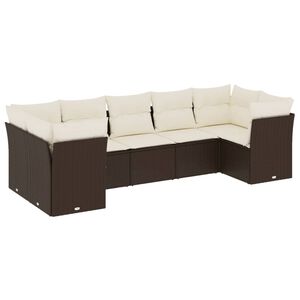 vidaXL Set canapele de grădină cu perne, 7 piese, maro, poliratan