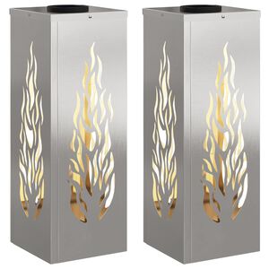 vidaXL Lumină LED Solară pentru Alei 2 buc. Alb cald 18 x 18 x 50 cm