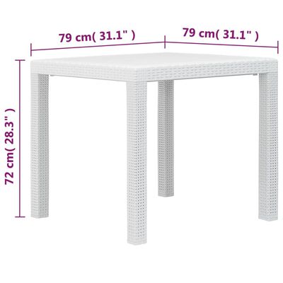 vidaXL Set mobilier de exterior 5 piese alb plastic aspect ratan