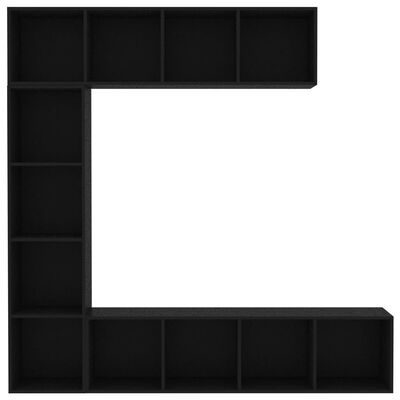 vidaXL Set dulap cărți/TV, 3 piese, negru, 180x30x180 cm