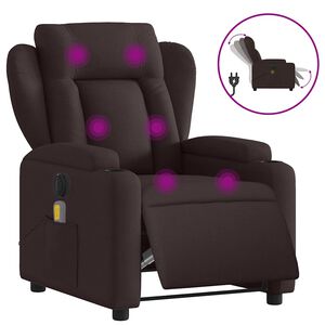 vidaXL Fotoliu electric de masaj rabatabil, maro &icirc;nchis, textil