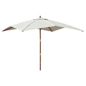 vidaXL Umbrelă de grădină st&acirc;lp din lemn, nisipiu, 300x300x273 cm