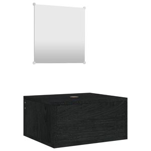 vidaXL Set de mobilier de baie cu 2 piese, lemn prelucrat negru