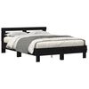 vidaXL Cadru de pat cu led Stejar Negru 140 x 190 cm Lemn compozit