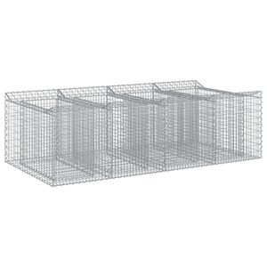 vidaXL Pat ridicat din gabion 2 pcs Argintiu
