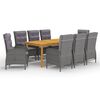 vidaXL Set mobilier de grădină, 9 piese, gri