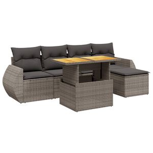 vidaXL Set mobilier grădină cu perne, 6 piese, gri, poliratan