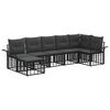 vidaXL Set de canapele de exterior 7 pcs Negru și Gri &icirc;nchis Poliester