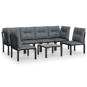 vidaXL Set mobilier de grădină, 7 piese, negru și gri, poliratan