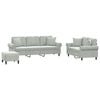 vidaXL Set de canapele, 3 piese, cu perne, gri deschis, catifea