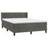 vidaXL Pat box spring cu saltea, gri &icirc;nchis, 140x200 cm, catifea