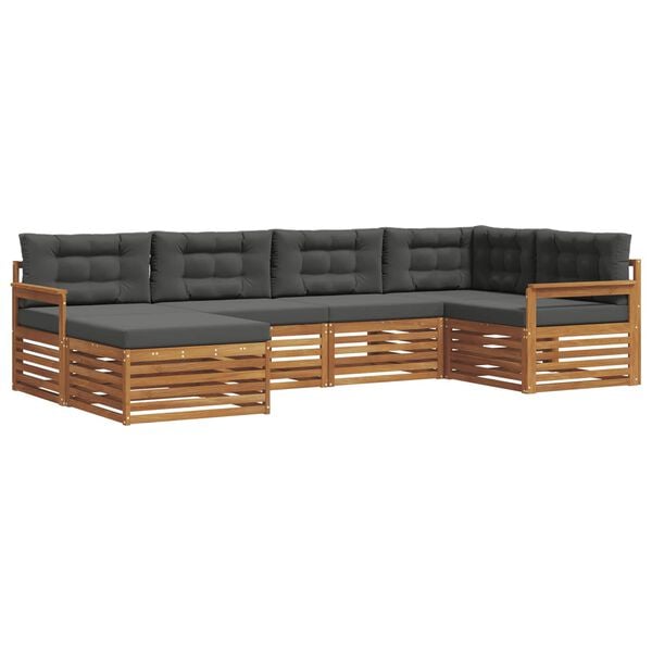 vidaXL Set de canapele de exterior cu pernă 6 pcs Natural și Antracit