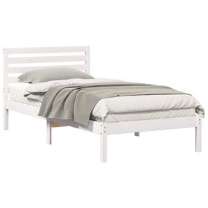 vidaXL Cadru de pat cu headboard Alb 90 x 200 cm Lemn de pin masiv