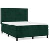 vidaXL Pat box spring cu saltea, verde &icirc;nchis, 140x190 cm, catifea