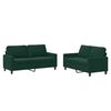 vidaXL Set de canapele cu perne, 2 piese, verde &icirc;nchis, catifea