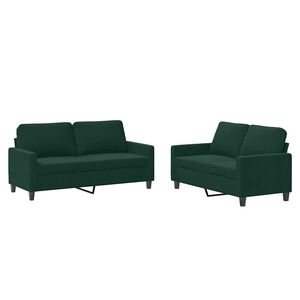 vidaXL Set de canapele cu perne, 2 piese, verde &icirc;nchis, catifea