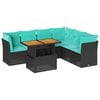 vidaXL Set canapele de grădină cu perne, 7 piese, negru, poliratan