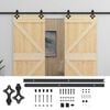 vidaXL Ușă glisantă 2 pcs Natural și Negru Lemn masiv de pin
