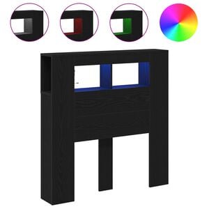 vidaXL Tăblie LED Stejar Negru 100 x 18,5 x 103,5 cm Lemn compozit