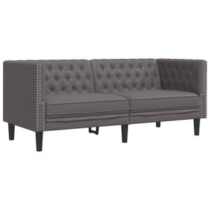 vidaXL Canapea Chesterfield cu 2 locuri, gri, piele ecologică