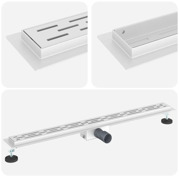 vidaXL Drenaj pentru duș cu design pe linie Argintiu 90 cm