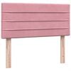 vidaXL Pat box spring cu saltea, roz, 90x210 cm, catifea