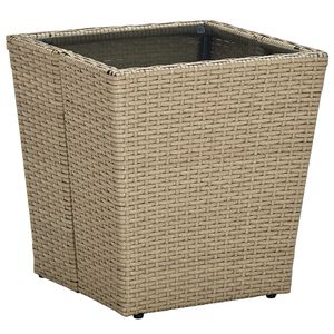 vidaXL Masă de ceai, bej, 41,5x41,5x44 cm poliratan/ sticlă securizată