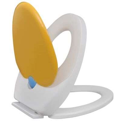 vidaXL Capac WC cu închidere silențioasă, alb & galben, adulți/copii