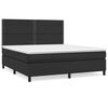 vidaXL Pat box spring cu saltea, negru, 180x200 cm, piele ecologică