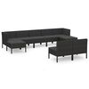 vidaXL Set mobilier de grădină cu perne, 9 piese, negru, poliratan