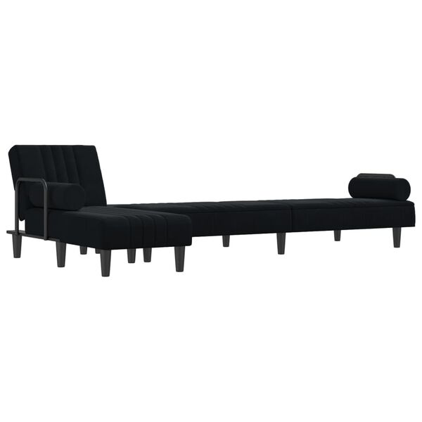 vidaXL Canapea extensibilă &icirc;n formă de L negru 260x140x70 cm catifea