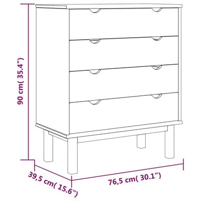 vidaXL Dulap cu sertar OTTA, maro/alb, 76,5x39,5x90 cm, lemn masiv pin