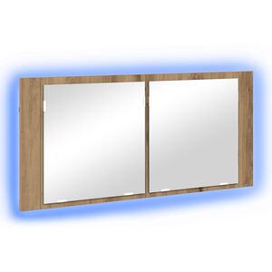 vidaXL Cameră de Oglindă LED cu raft Stejar Artizanal 100 x 12 x 45 cm