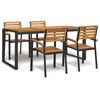 vidaXL Set mobilier de grădină, 5 piese, lemn masiv de acacia și metal