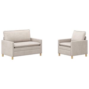 vidaXL Set de canapea 2 buc. Crem Poliester