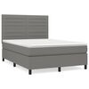 vidaXL Pat box spring cu saltea, gri &icirc;nchis, 140x200 cm, textil