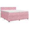 vidaXL Pat boxspring cu saltea cu headboard Roz 200 x 200 cm Catifea
