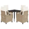 vidaXL Set mobilier de grădină cu perne, 5 piese, bej, poliratan