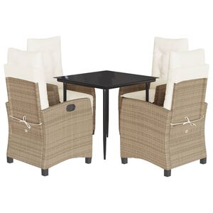 vidaXL Set mobilier de grădină cu perne, 5 piese, bej, poliratan