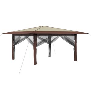 vidaXL Gazebo cu 4 pereți laterali 4 x 4 m Crem și Marron
