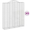 vidaXL Coșuri gabion arcuite, 9 buc, 200x50x220/240cm, fier galvanizat