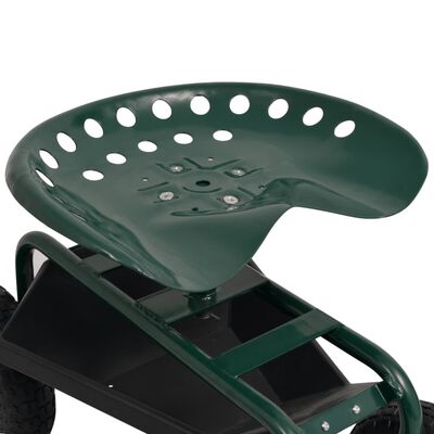 vidaXL Scaun rotativ pentru grădină, cu roți pneumatice, verde